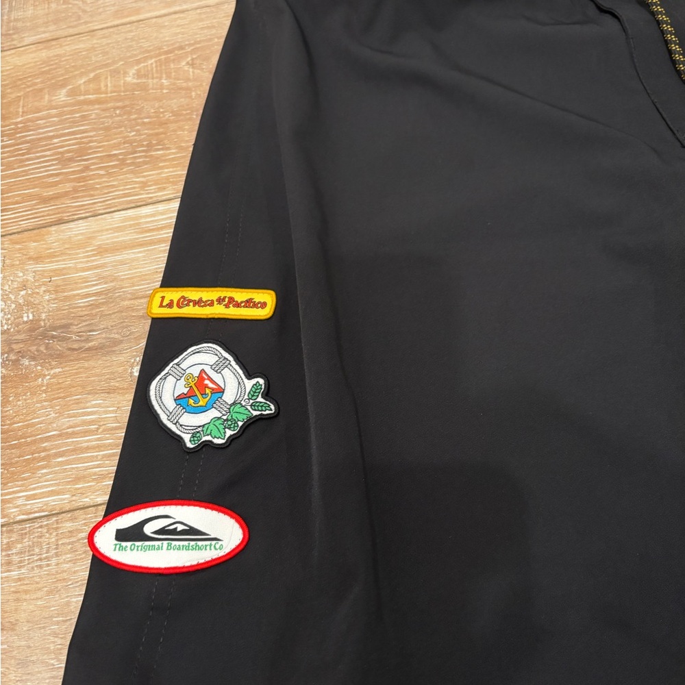 Quiksilver Black Board Shorts with Colorful Patches - Picture 3 of 6